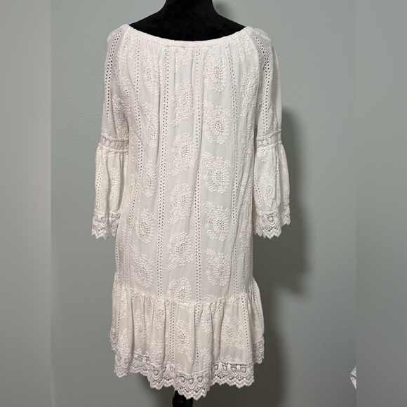 KAREN KANE Women’s Mixed Lace Trim Long Sleeve Eyelet Shift Dress- XS - Picture 8 of 9
